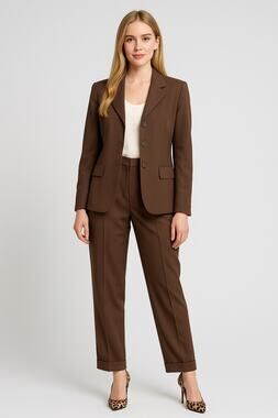 Talbots Brown Vintage Pantsuit Blazer 10 & Trousers 8 Made USA 100% worsted wool